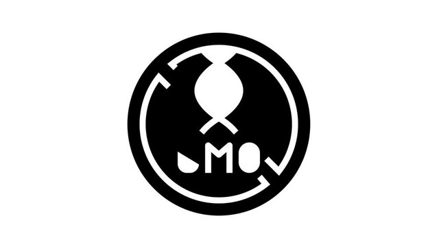 gmo genetic product free animated glyph icon. gmo genetic product free sign. isolated on white background