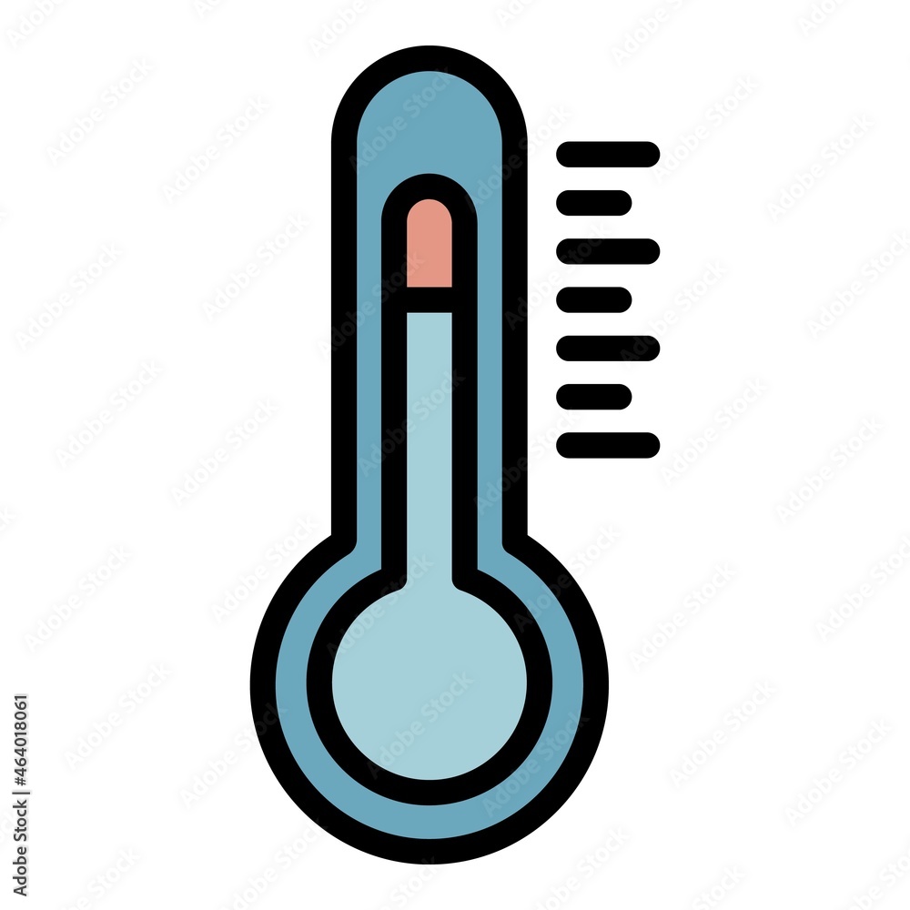 Poster thermometer icon. outline thermometer vector icon color flat isolated