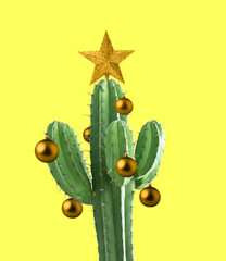 Contemporary art collage, modern design, Greeting card. Concept of Merry Christmas, 2022 New Year.