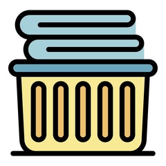 Clothes basket icon. Outline clothes basket vector icon color flat isolated