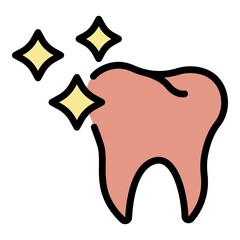 Clean tooth icon. Outline clean tooth vector icon color flat isolated