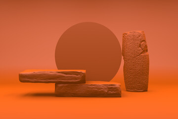 Abstract Podium, Rock Stone Platform Minimal Product Presentatiton, 3D Render