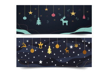 Merry Christmas banner with Black Background 