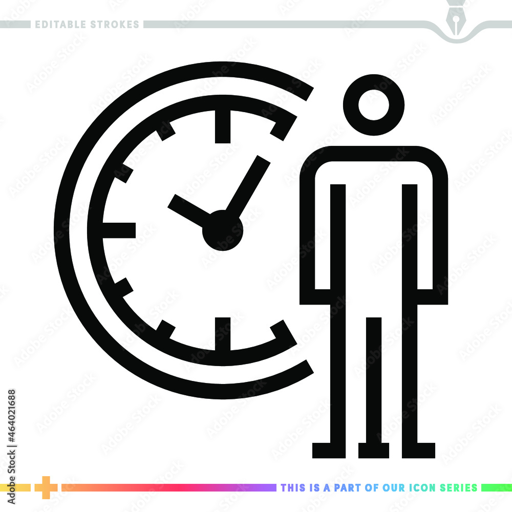 Aufkleber editable line icon of flexible working hours as a customizable black stroke eps vector graphic.