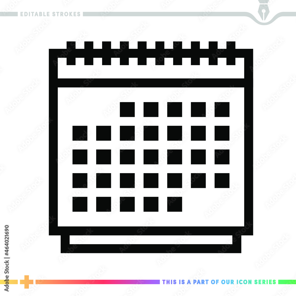 Poster editable line icon of event calendar as a customizable black stroke eps vector graphic.