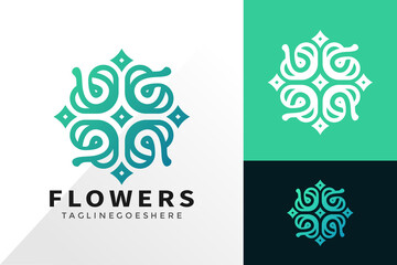 Flower boutique ornamental logo and icon design vector concept for template