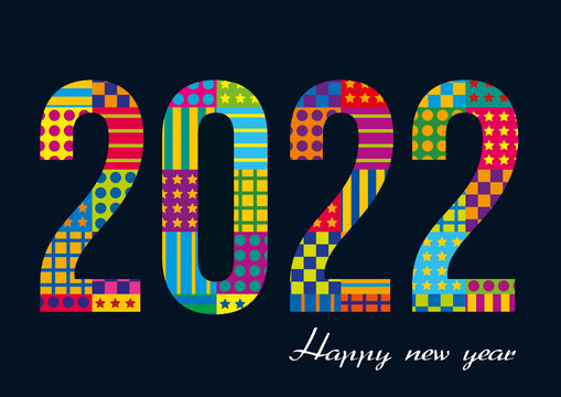 Carte de vœux 2022 joyeuse et multicolore pour souhaiter ses vœux pour la nouvelle année.