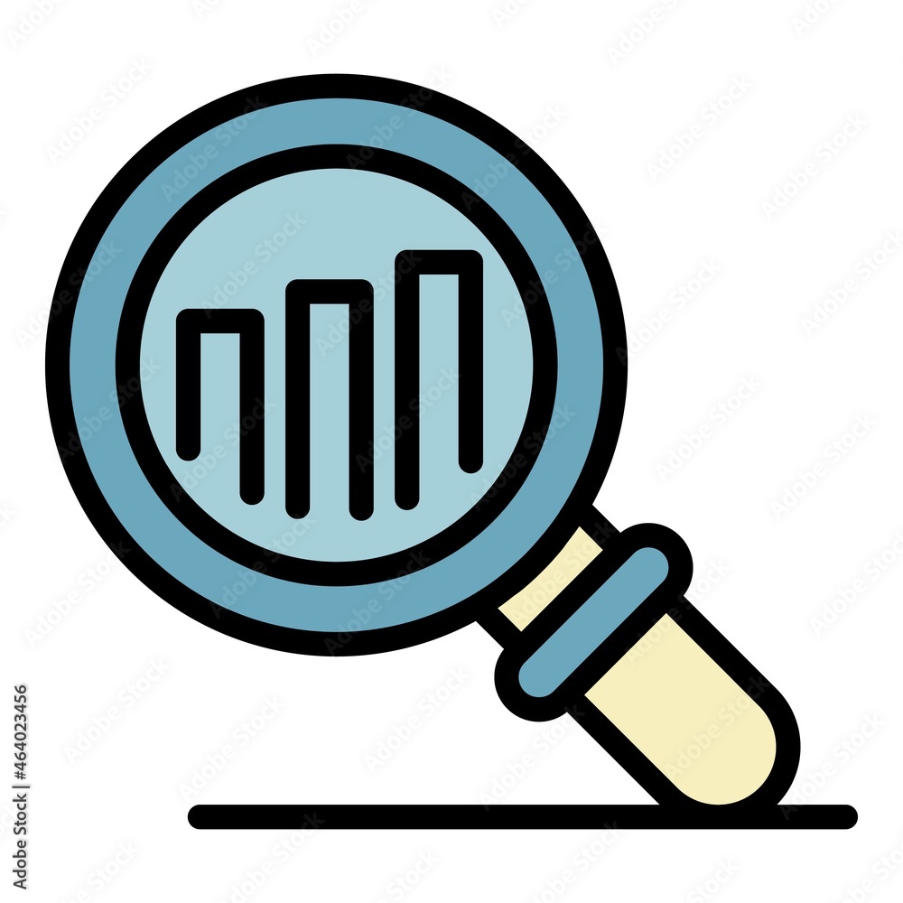Aufkleber finance graph magnifier icon. outline finance graph magnifier vector icon color flat isolated