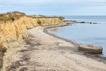 Cliff and beach at Gedser Odde, Falster island, southernmost point of Denmark