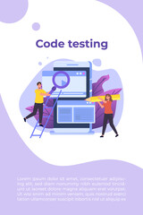 App tester. Software or application testing  concept.  Debugging development process. Vector illustration.