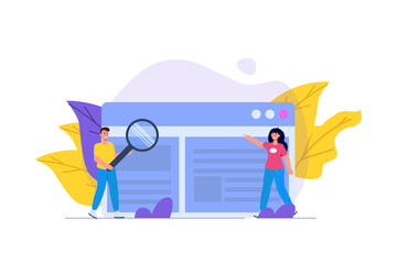 App tester. Software or application testing  concept.  Debugging development process. Vector illustration.