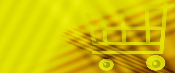 shopping cart on yellow background