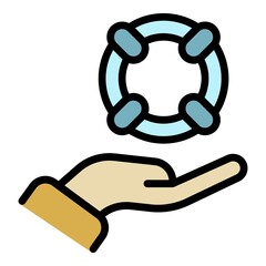 Lifebuoy protection icon. Outline lifebuoy protection vector icon color flat isolated