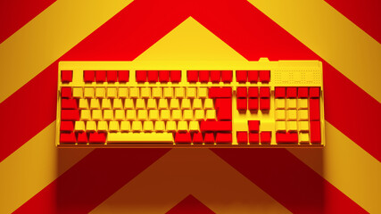 Yellow Red Computer Keyboard Technology Digital Internet Business Buttons Keys with Yellow an Red Background 3d illustration render