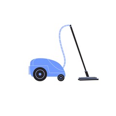 Vector flat cartoon vacuum cleaner isolated on empty background-modern home appliances and house cleaning concept,web site banner ad design