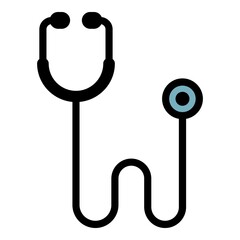 Stethoscope icon. Outline stethoscope vector icon color flat isolated