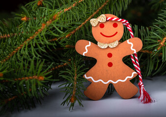 gingerbread cookies and christmas decorations