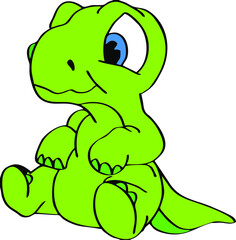cartoon baby dragon, or baby turtle, or green baby dinosaur