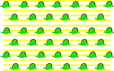 green dinosaurs, repetition of dinosaur forming a background with yellow lines