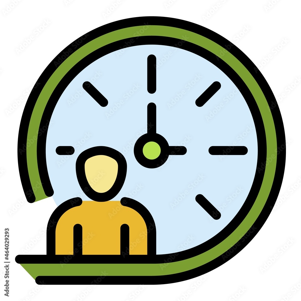 Poster work time icon. outline work time vector icon color flat isolated