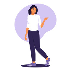 Woman is speaking concept. Vector illustration. Flat.