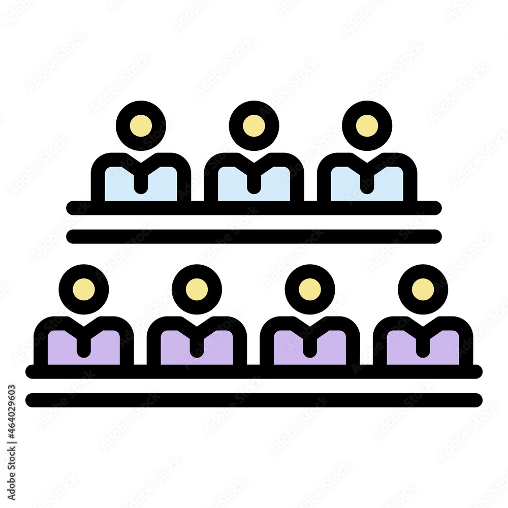Poster collaboration group icon. outline collaboration group vector icon color flat isolated