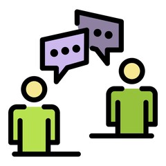 Collaboration meeting icon. Outline collaboration meeting vector icon color flat isolated