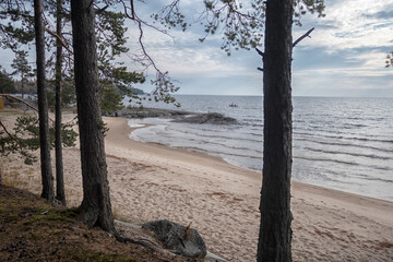 Beautiful view from the shore of lake Onega.