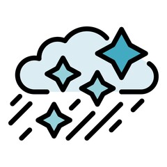 Snow rainy cloud icon. Outline snow rainy cloud vector icon color flat isolated