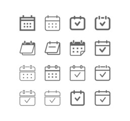 Calendar vector line icon set.