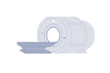 Cartoon vector flat MRI machine scanner isolated on empty background-disease prevention,diagnostics,medical treatment and therapy concept,web site banner ad design