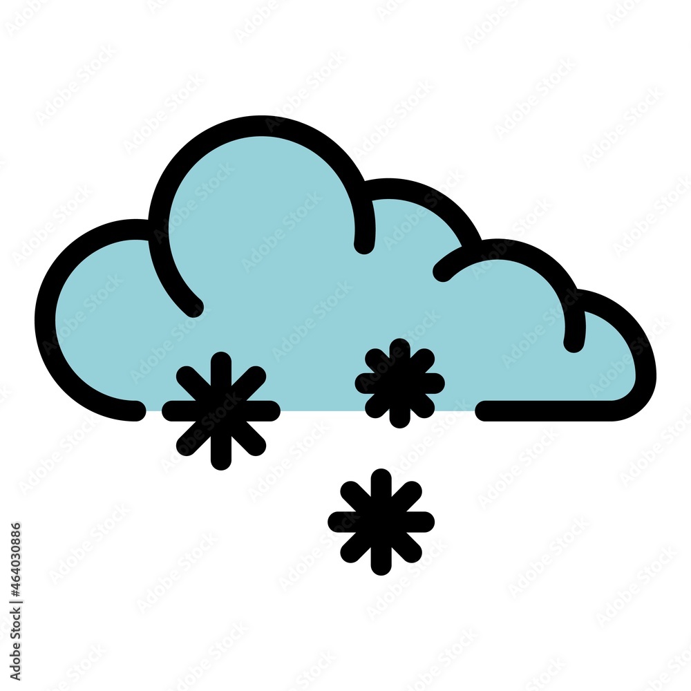 Poster snowing cloud icon. outline snowing cloud vector icon color flat isolated