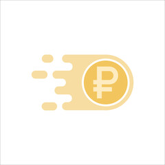 Coin icon with ruble. Vector flat illustration isolated on white background.