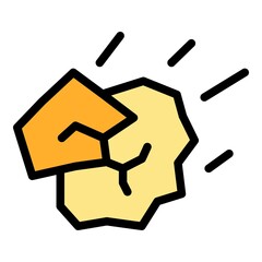 Stone landslide icon. Outline stone landslide vector icon color flat isolated