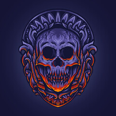 Fototapeta premium artwork illustration and t shirt design skull engraving ornament
