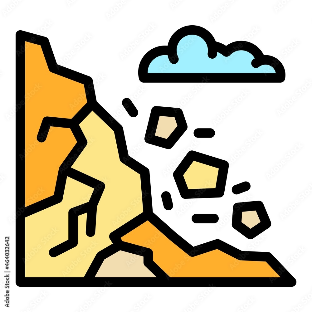 Wall mural mountains rockfall icon. outline mountains rockfall vector icon color flat isolated