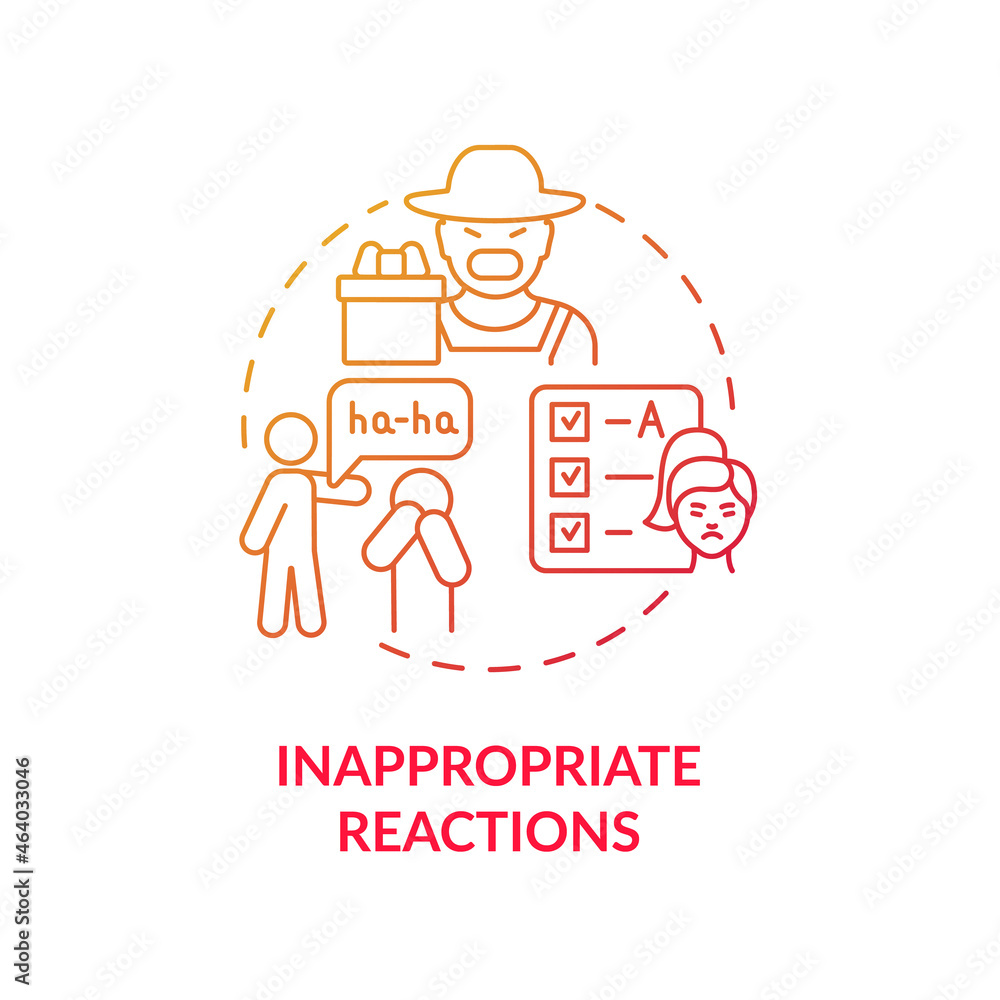 Poster inappropriate reactions concept icon. hyperactive sign abstract idea thin line illustration. behavio