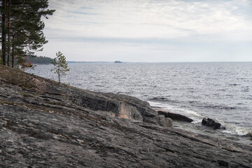 Beautiful view from the shore of lake Onega.