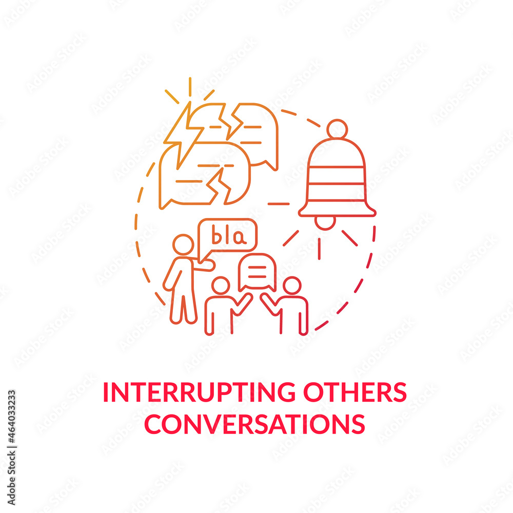 Poster interrupting others conversations concept icon. hyperactive-impulsive symptom abstract idea thin lin