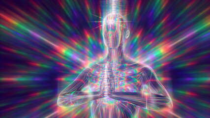 3d illustration of the energy body of a praying person