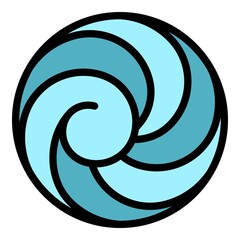 Top view tornado icon. Outline top view tornado vector icon color flat isolated