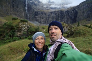 Outdoor vacation selfie in Pyrenees, France