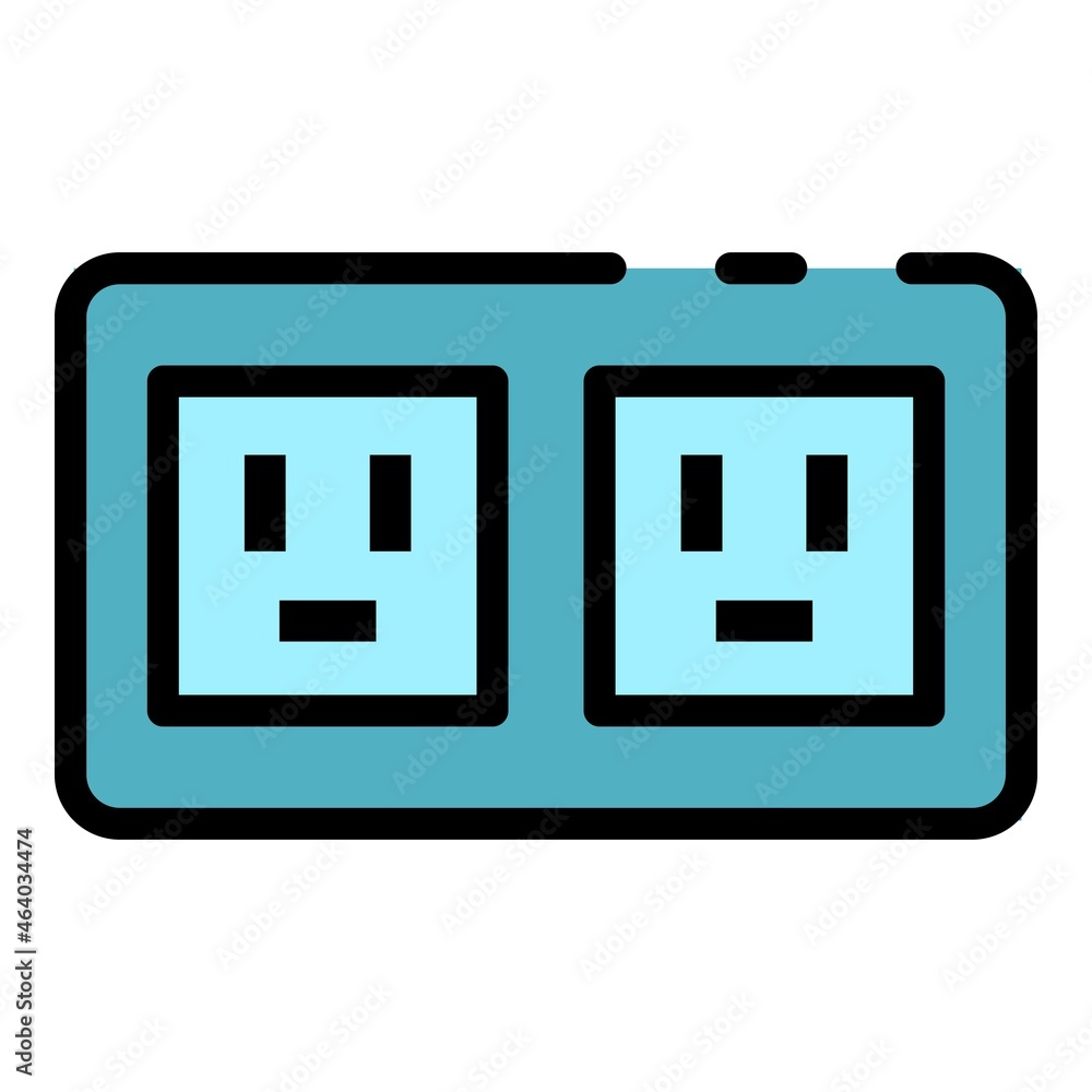 Wall mural Power socket icon. Outline power socket vector icon color flat isolated - Wall murals