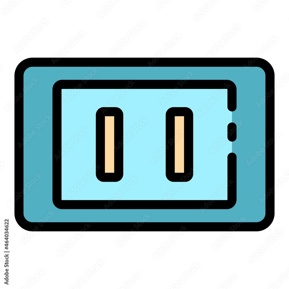 Poster electric line socket icon. outline electric line socket vector icon color flat isolated