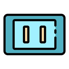 Electric line socket icon. Outline electric line socket vector icon color flat isolated