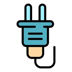 Retro electric plug icon. Outline retro electric plug vector icon color flat isolated