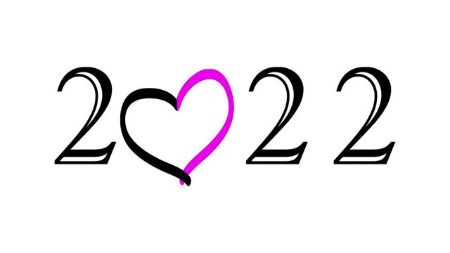 happy new year Spanish text with heart love sign. Feliz Año Nuevo 2022