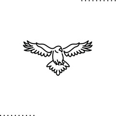 flying raven vector illustration in outlines