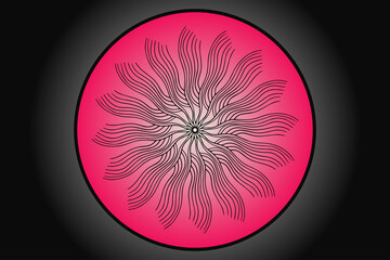 mandala flower sun circle in red and black shades