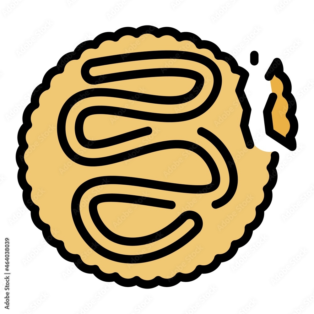 Sticker Cream cookie icon. Outline cream cookie vector icon color flat isolated - Stickers